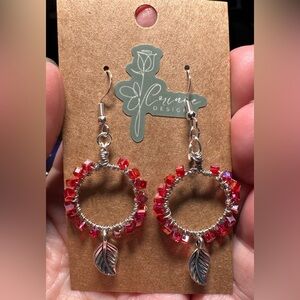 Red Crystal Hoop Earrings